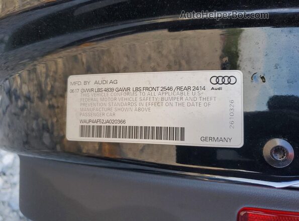 WAUP4AF52JA020366 2018 AUDI S5 Black Widok komory silnika