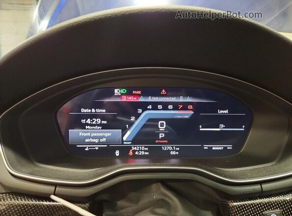 WAUP4AF52MA011624 2021 AUDI S5 Blue Vista del cuadro de instrumentos