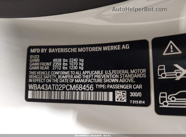 WBA43AT02PCM68456 2023 BMW OTHER White Вид підкапотного простору