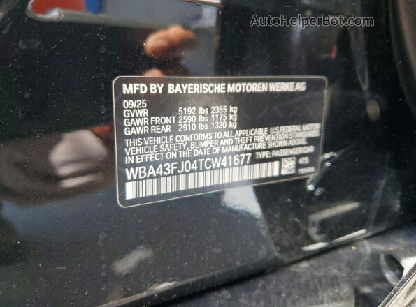 WBA43FJ04TCW41677 2026 BMW OTHER Черный Вид наклейки с VIN-кодом
