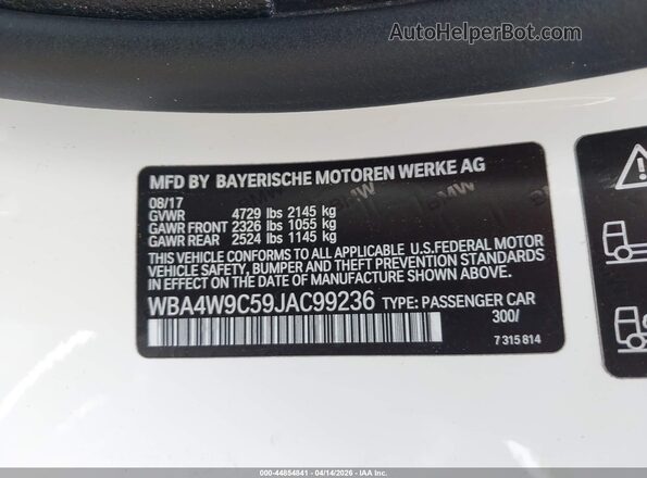 WBA4W9C59JAC99236 2018 BMW OTHER White Widok komory silnika
