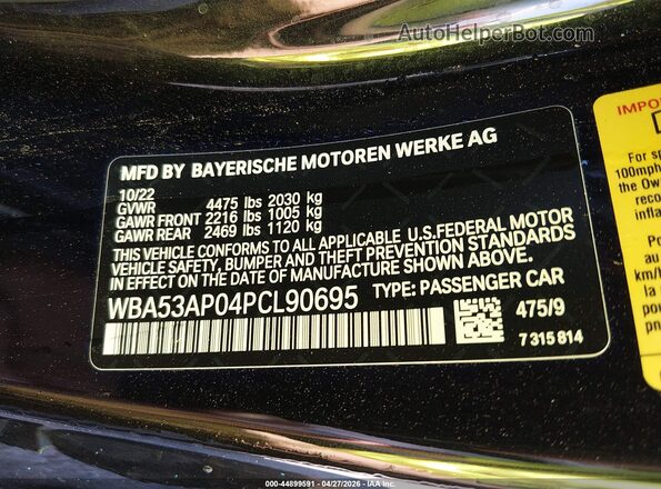 WBA53AP04PCL90695 2023 BMW OTHER Black Շարժիչի բաժամունքի տեսք
