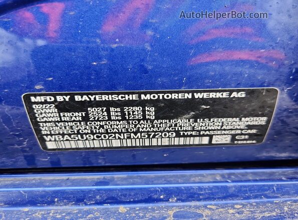 WBA5U9C02NFM57209 2022 BMW M3 Blue Widok komory silnika
