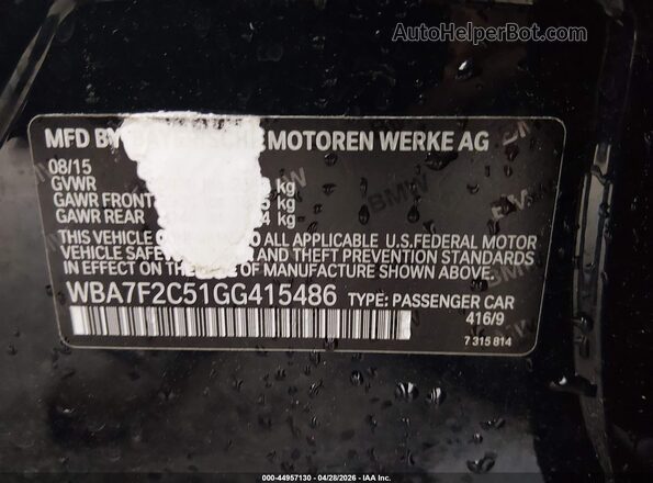 WBA7F2C51GG415486 2016 BMW OTHER Черный Вид подкапотного пространства