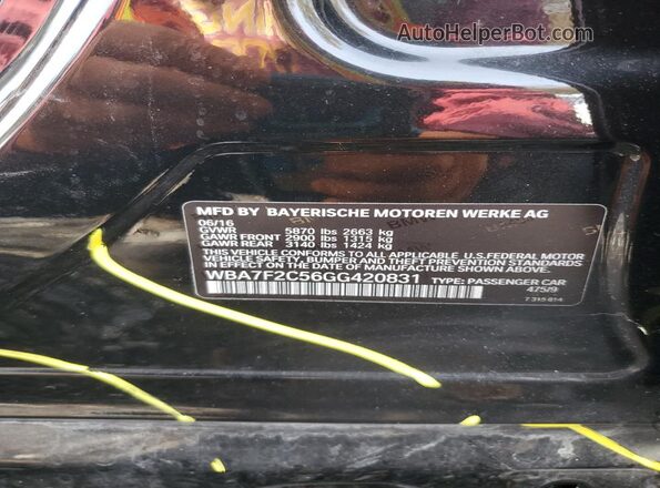 WBA7F2C56GG420831 2016 BMW OTHER Черный Вид подкапотного пространства