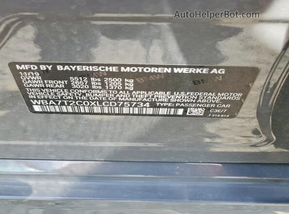 WBA7T2C0XLCD75734 2020 BMW OTHER Серый Вид подкапотного пространства