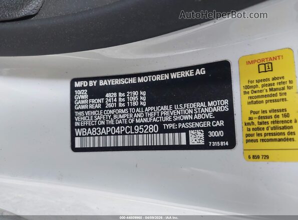 WBA83AP04PCL95280 2023 BMW M4 White Widok komory silnika