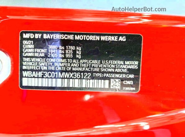 WBAHF3C01MWX36122 2021 BMW Z4 Красный Вид подкапотного пространства