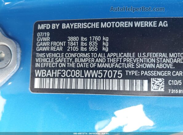 WBAHF3C08LWW57075 2020 BMW Z4 Синий Вид подкапотного пространства