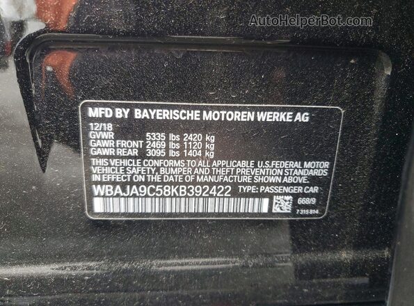 WBAJA9C58KB392422 2019 BMW OTHER Черный Вид подкапотного пространства