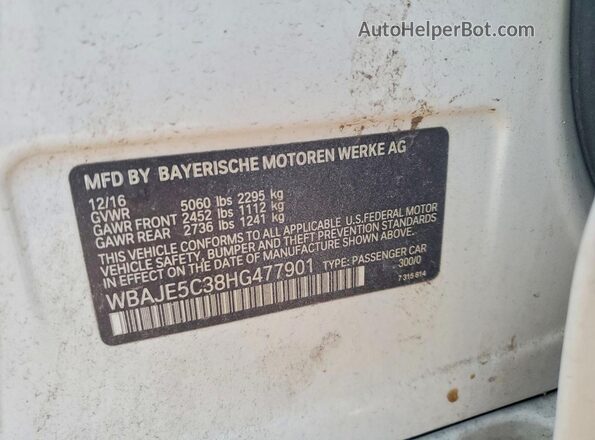 WBAJE5C38HG477901 2017 BMW OTHER Белый Вид задних сидений