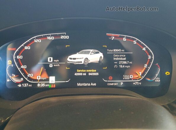 WBAJR3C03LCE66919 2020 BMW 5 SERIES Белый Вид щитка приборов