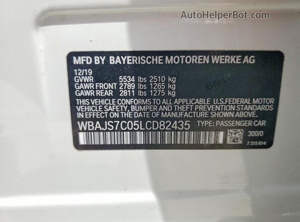 WBAJS7C05LCD82435 2020 BMW M5 White Vista del compartimento del motor