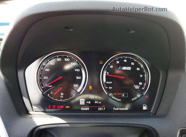 WBS2U7C59KVB09331 2019 BMW M2 Серебряный Вид щитка приборов