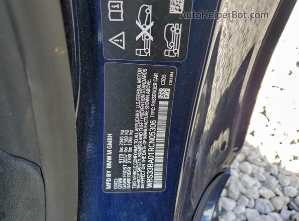 WBS33BA01RCN05306 2024 BMW M4 Синий Вид наклейки с VIN-кодом