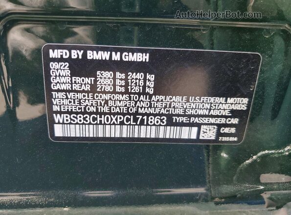 WBS83CH0XPCL71863 2023 BMW M5 Зеленый Вид подкапотного пространства