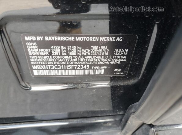 WBXHT3C31H5F72345 2017 BMW X1 Черный Вид подкапотного пространства