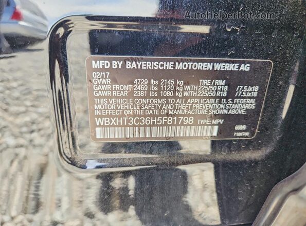 WBXHT3C36H5F81798 2017 BMW X1 Черный Вид наклейки с VIN-кодом
