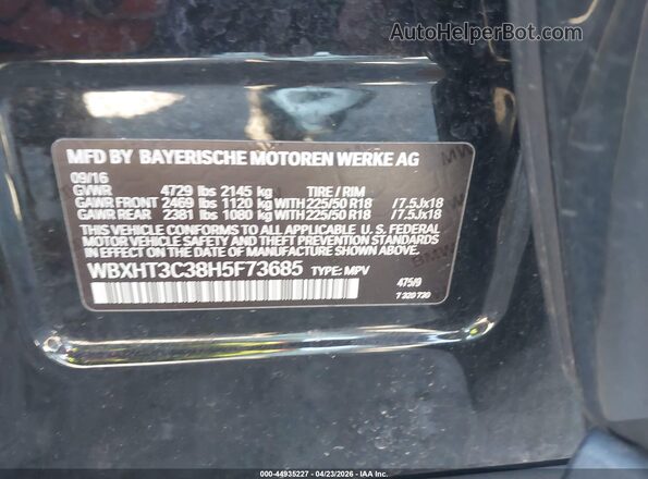 WBXHT3C38H5F73685 2017 BMW X1 Черный Вид подкапотного пространства