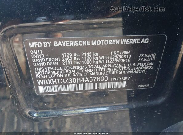 WBXHT3Z30H4A57690 2017 BMW X1 Черный Вид подкапотного пространства