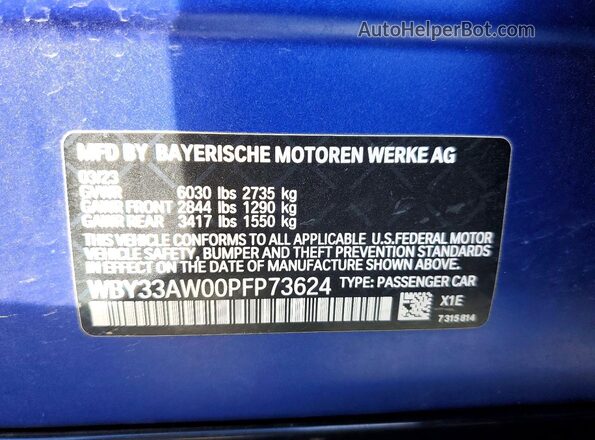 WBY33AW00PFP73624 2023 BMW I4 Синий Вид подкапотного пространства