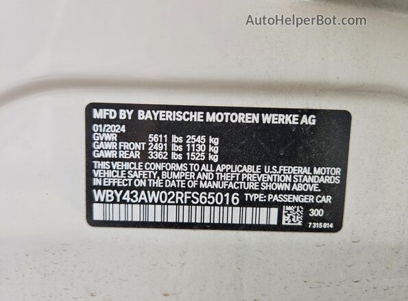WBY43AW02RFS65016 2024 BMW I4 White Vista del compartimento del motor