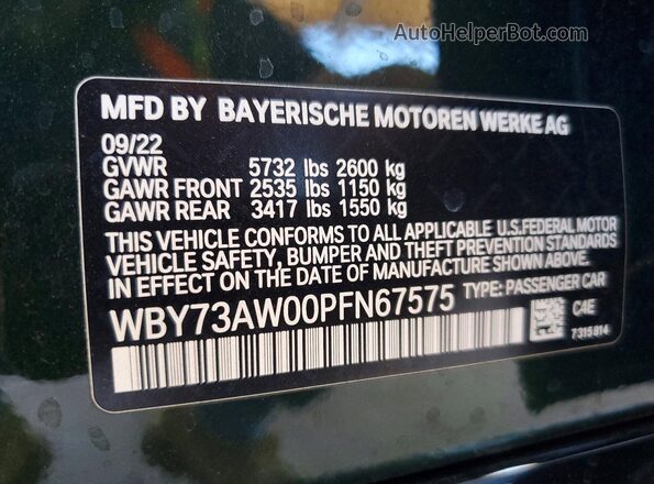 WBY73AW00PFN67575 2023 BMW I4 Green Widok komory silnika