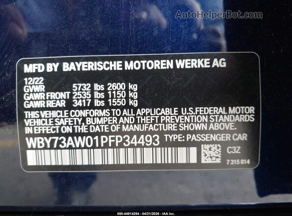 WBY73AW01PFP34493 2023 BMW I4 Синий Вид подкапотного пространства