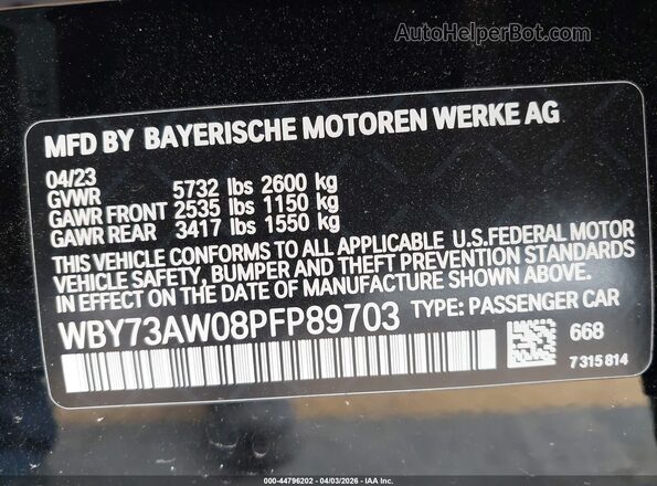 WBY73AW08PFP89703 2023 BMW I4 Black Vista del compartimento del motor