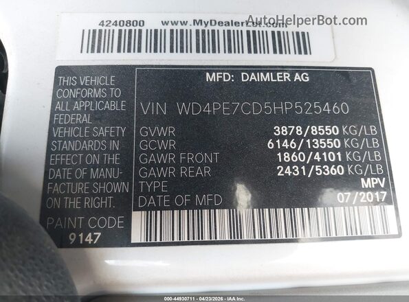 WD4PE7CD5HP525460 2017 MERCEDES-BENZ SPRINTER White Շարժիչի բաժամունքի տեսք