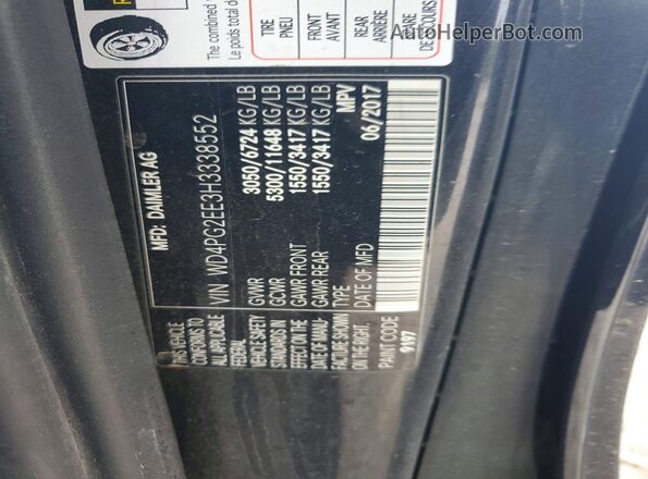 WD4PG2EE3H3338552 2017 MERCEDES-BENZ METRIS Черный Вид наклейки с VIN-кодом
