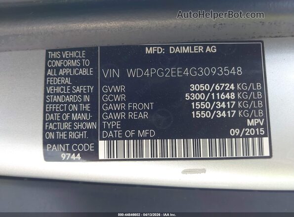 WD4PG2EE4G3093548 2016 MERCEDES-BENZ METRIS Серый Вид подкапотного пространства