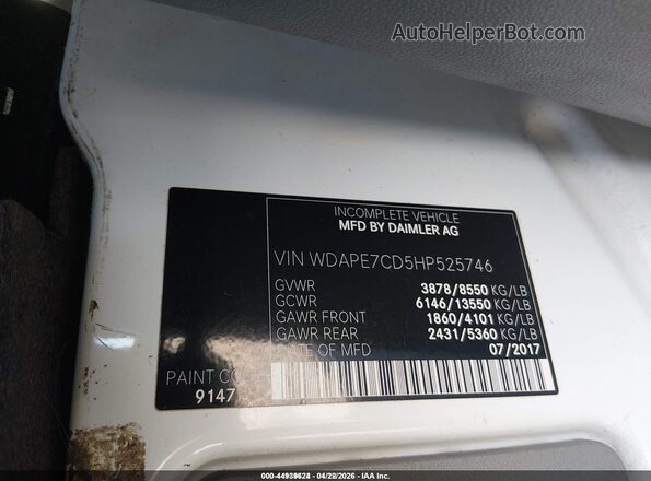 WDAPE7CD5HP525746 2017 MERCEDES-BENZ SPRINTER White Vista del compartimento del motor