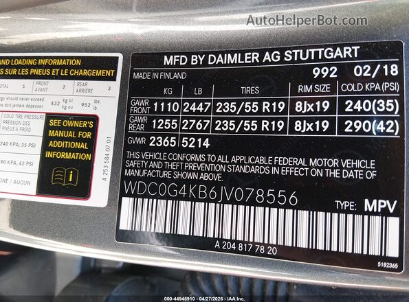 WDC0G4KB6JV078556 2018 MERCEDES-BENZ GLC 300 Gray Vista del compartimento del motor