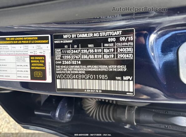 WDC0G4KB9GF011985 2016 MERCEDES-BENZ GLC 300 Blue Vista del compartimento del motor