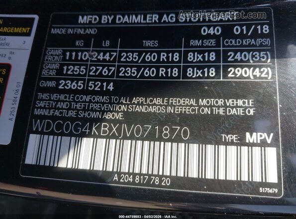 WDC0G4KBXJV071870 2018 MERCEDES-BENZ GLC 300 Черный Вид подкапотного пространства