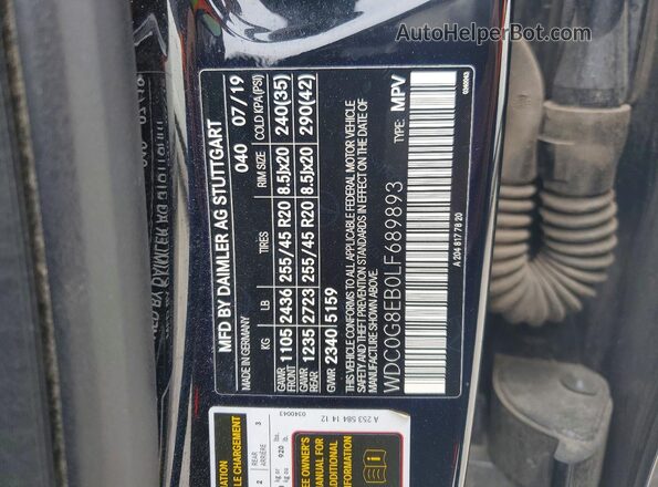 WDC0G8EB0LF689893 2020 MERCEDES-BENZ GLC-CLASS Black VIN sticker view
