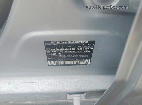 WDCTG4GB0LU026564 2020 MERCEDES-BENZ GLA Silver Widok naklejki z numerem VIN