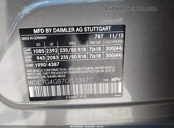 WDCTG4GB7GJ213971 2016 MERCEDES-BENZ GLA 250 Gray Вид підкапотного простору