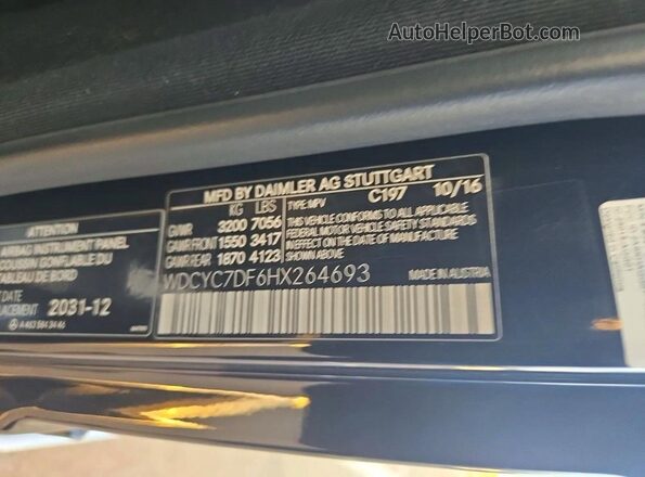 WDCYC7DF6HX264693 2017 MERCEDES-BENZ G-CLASS Черный Вид задних сидений