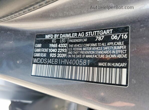 WDDSJ4EB1HN400581 2017 MERCEDES-BENZ CLA-CLASS Gray Vista del compartimento del motor