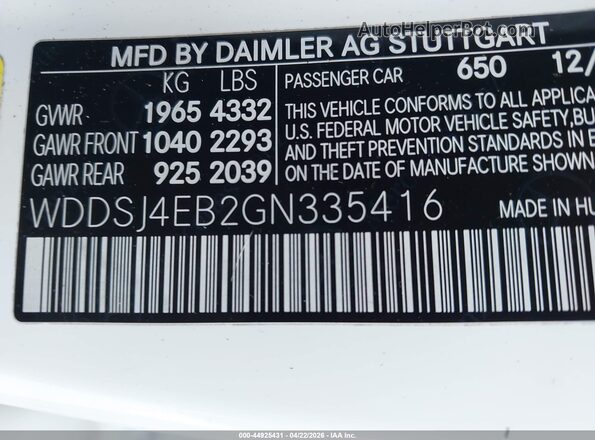 WDDSJ4EB2GN335416 2016 MERCEDES-BENZ CLA 250 White Vista del compartimento del motor