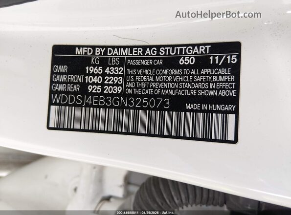 WDDSJ4EB3GN325073 2016 MERCEDES-BENZ CLA 250 White Engine compartment view