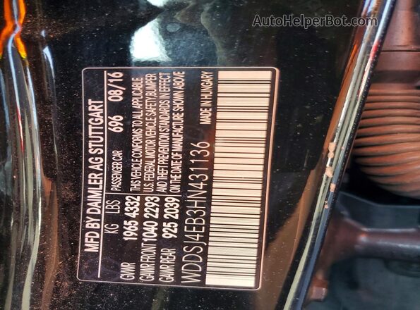 WDDSJ4EB3HN431136 2017 MERCEDES-BENZ CLA-CLASS Black Vista del compartimento del motor