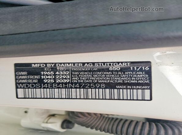WDDSJ4EB4HN472598 2017 MERCEDES-BENZ CLA-CLASS Белый Вид подкапотного пространства