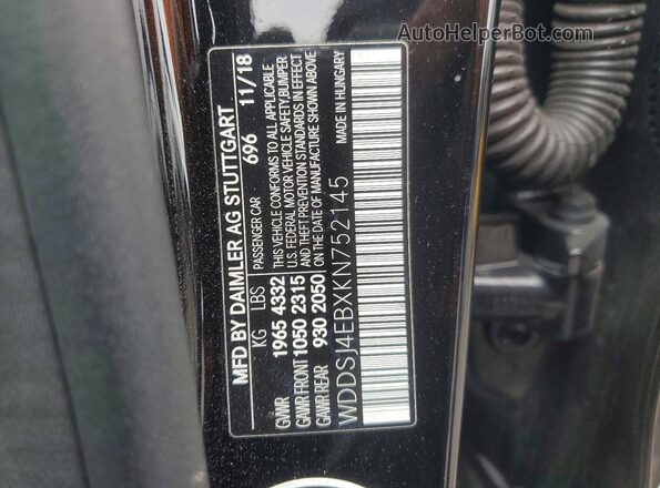 WDDSJ4EBXKN752145 2019 MERCEDES-BENZ CLA-CLASS Black Vista del compartimento del motor