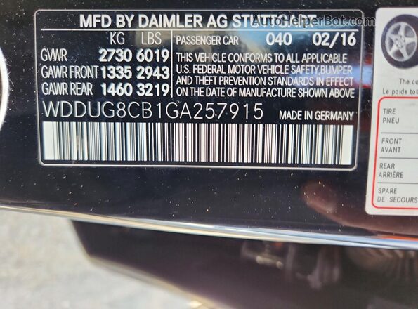 WDDUG8CB1GA257915 2016 MERCEDES-BENZ S Черный Вид подкапотного пространства