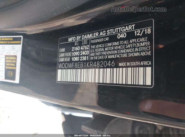WDDWF8EB1KR482046 2019 MERCEDES-BENZ C-CLASS Черный Вид подкапотного пространства
