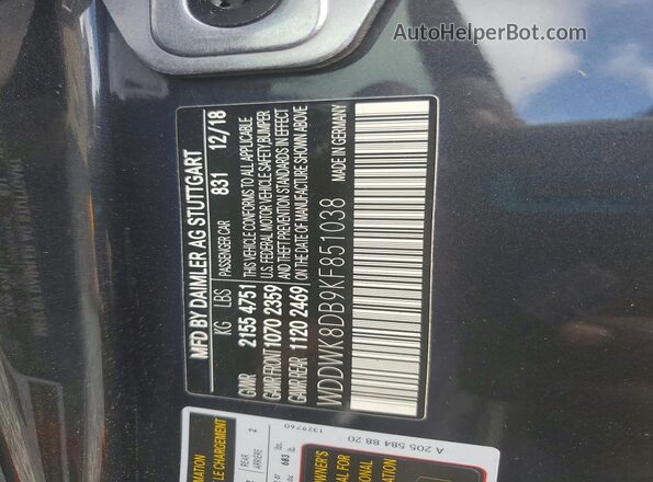 WDDWK8DB9KF851038 2019 MERCEDES-BENZ C Серый Вид подкапотного пространства