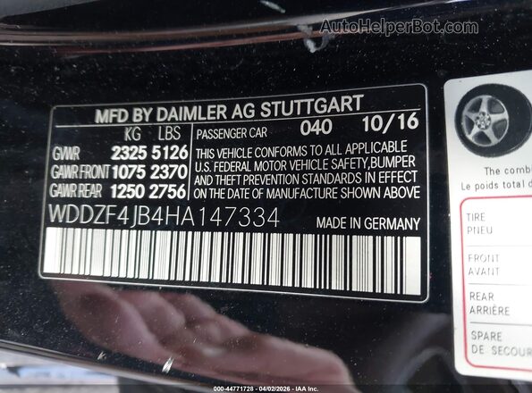 WDDZF4JB4HA147334 2017 MERCEDES-BENZ E-CLASS Черный Вид подкапотного пространства